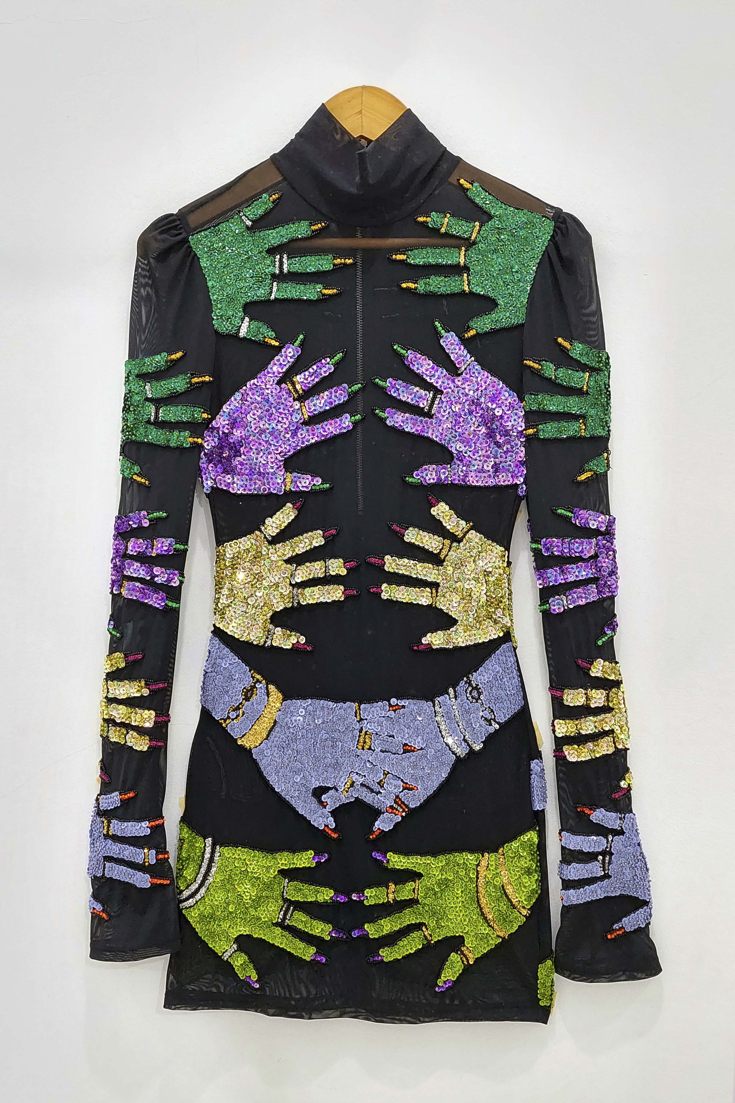 HANDS LONG SLEEVE MINI DRESS - VARIATION 4 HANDS LONG SLEEVE MINI DRESS - VARIATION 4