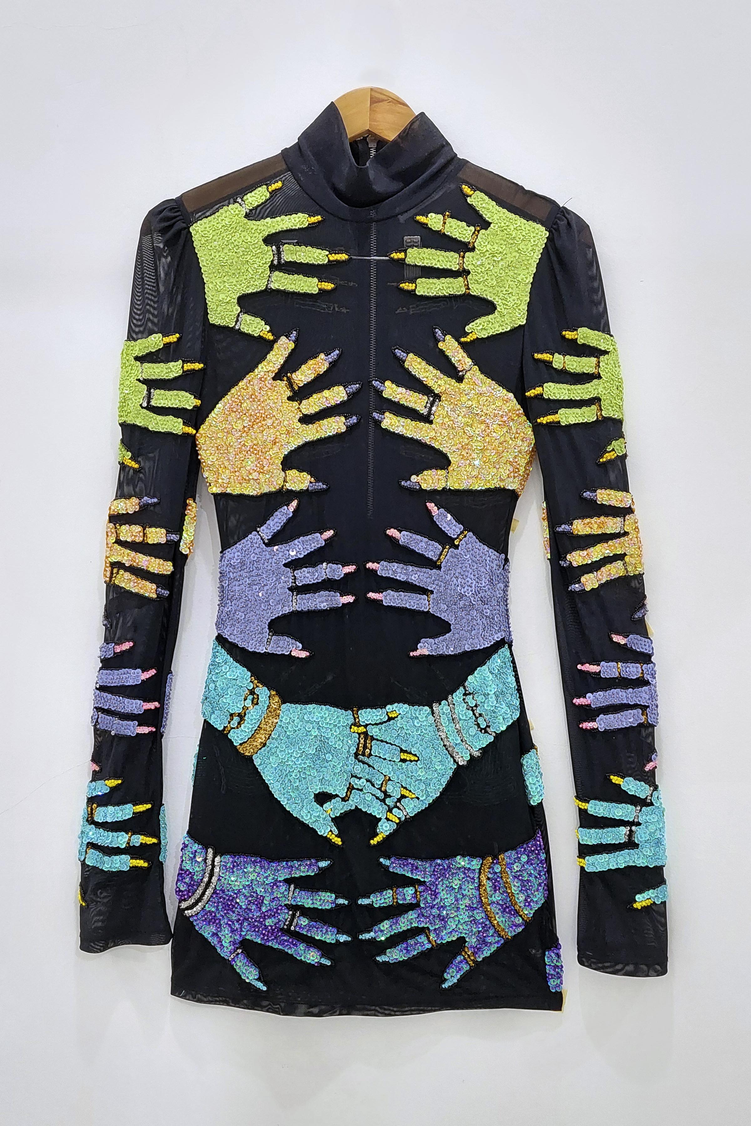 HANDS LONG SLEEVE MINI DRESS - VARIATION 2 HANDS LONG SLEEVE MINI DRESS - VARIATION 2